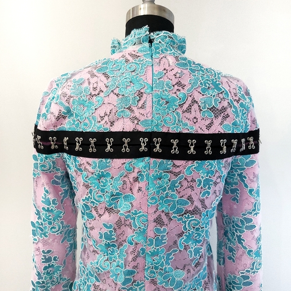 Marques Almeida Corset Y2K Dopamine Bright Ruffle Corded Floral Lace Top - Picture 12 of 15